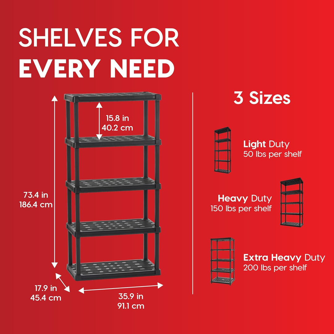 Heavy Duty Plastic Storage Shelves - Black - IRIS USA