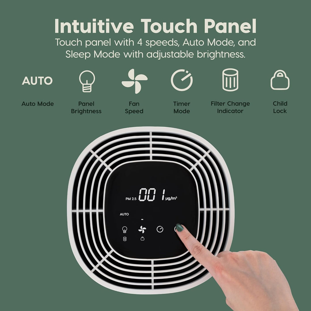 Air Purifier for Medium Rooms, H13 True HEPA with Carbon Filter, 4 Speeds, Auto &amp; Sleep Mode, Air Quality Sensor, 1104 ft² Coverage, Energy Star &amp; CARB Certified