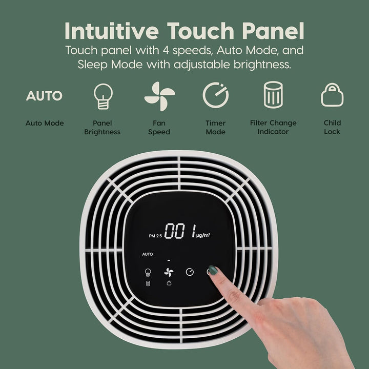 Air Purifier for Medium Rooms, H13 True HEPA with Carbon Filter, 4 Speeds, Auto &amp; Sleep Mode, Air Quality Sensor, 1104 ft² Coverage, Energy Star &amp; CARB Certified
