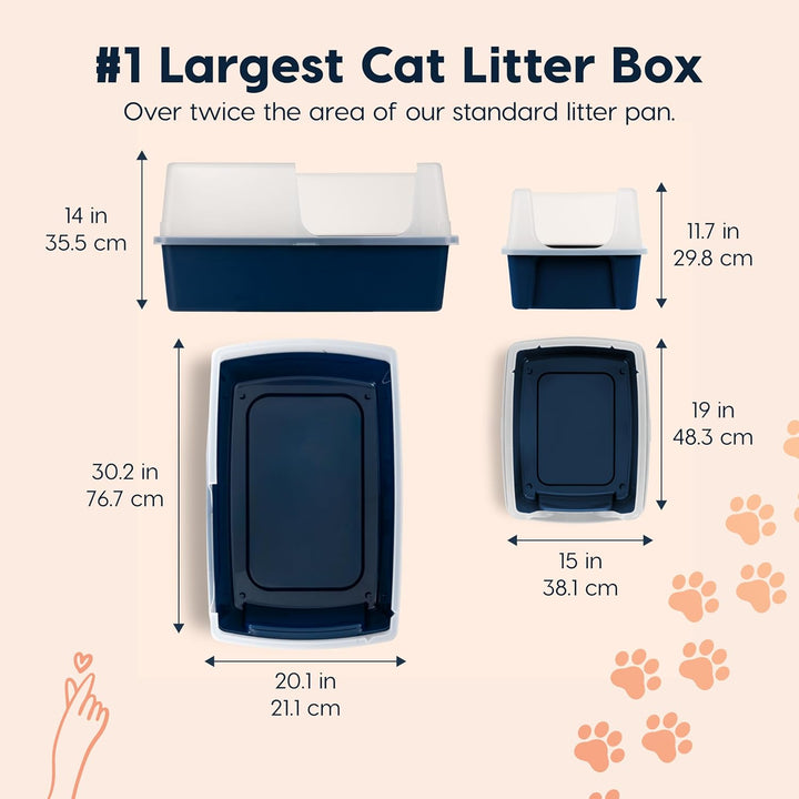 XX-Large Side Entry Cat Litter Box, Navy - IRIS USA
