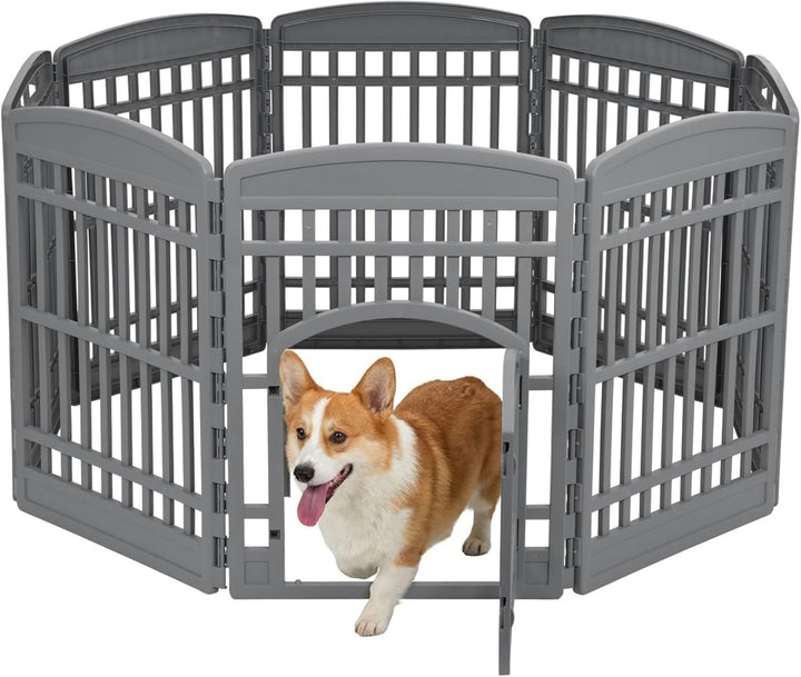 34" Dog Playpen Tall Dog Playpen Indoor – 8-Panel Puppy Playpen with Door