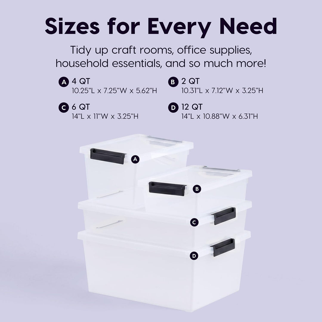 Storage Bins with Lids 2 Qt - (6-Pack) - Clear/Black