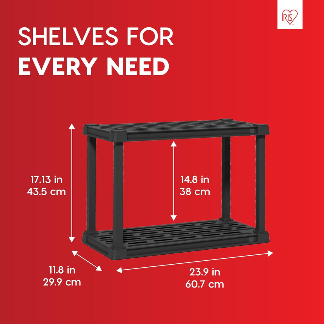 Light Duty Plastic Storage Shelves - Black - IRIS USA