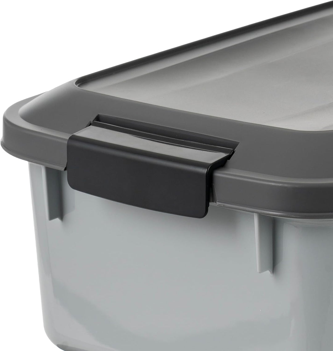 WeatherPro Airtight Pet Food Storage Containers Stackable, 2 Pack, Gray - IRIS USA