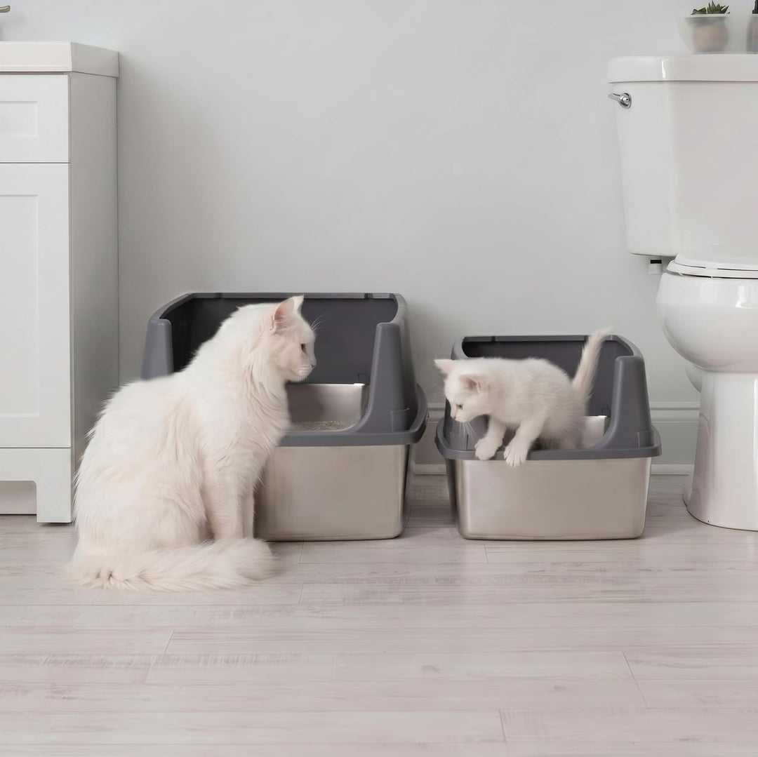Stainless Steel Litter Box Enclosed High Sided for Cats