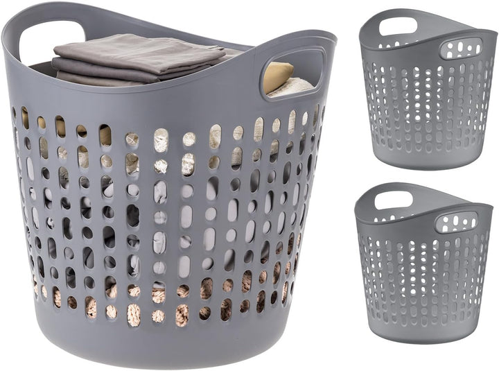 Plastic Laundry Basket Hamper, 3-Pack, 40L / 10 Gal