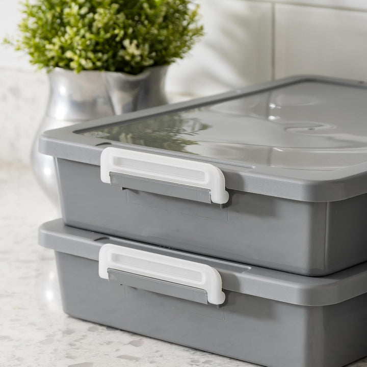 6 Qt. Plastic Craft Storage Container Bins with Lids, 2 Pack