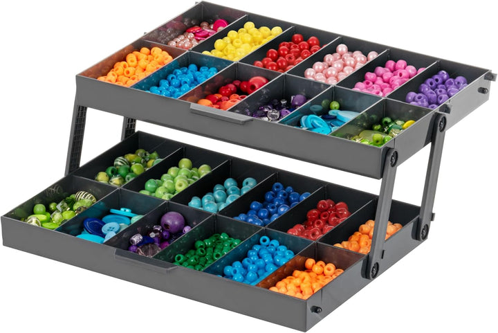 2-Tier Drawer Organizer Expandable Multi-Level Collapsible Organization- Charcoal