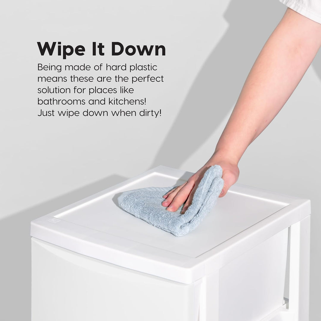 Plastic Drawer Storage Organizer, 4-Drawers, White - IRIS USA
