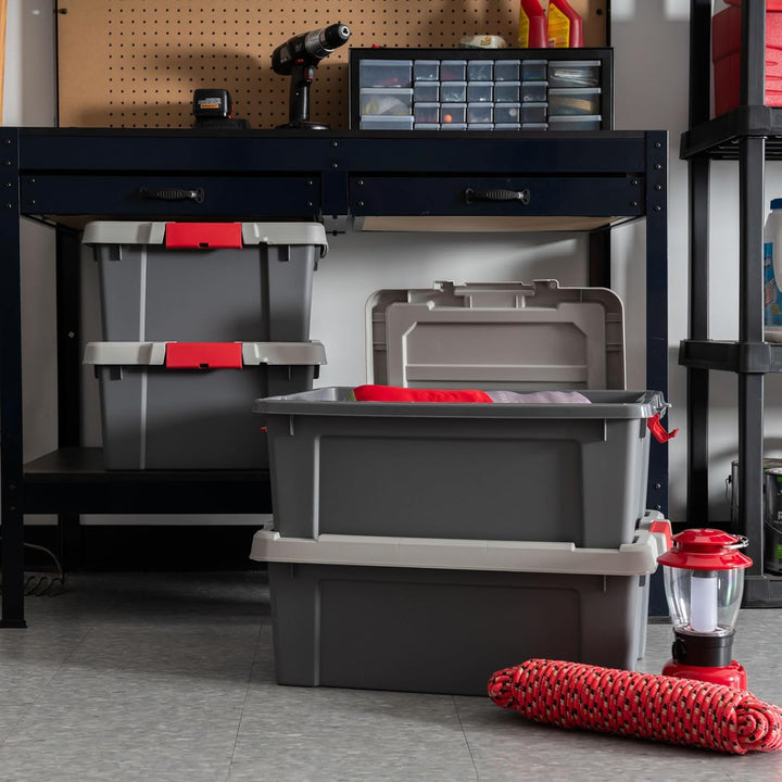 12 Gallon Lockable Storage Totes with Lids  (4 Pack)