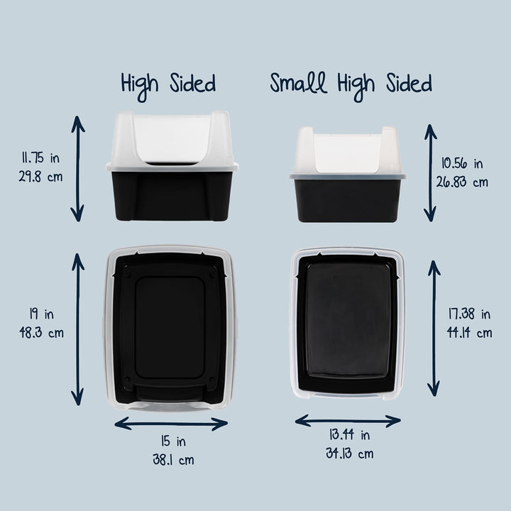 IRIS USA Cat Litter Box Small, High Sided, Scatter Shield