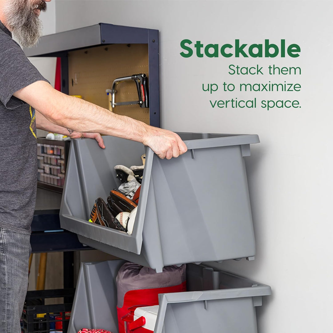 Open Front Stackable Storage Bins 3 pack - IRIS USA