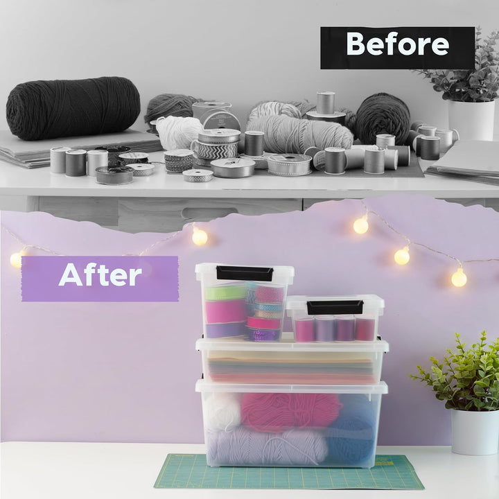 Storage Bins with Lids 2 Qt - (6-Pack) - Clear/Black