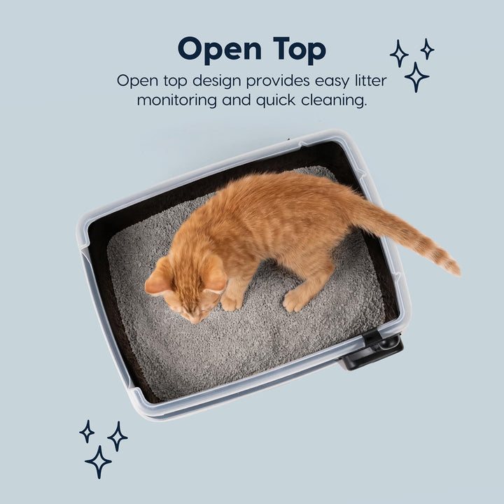 IRIS USA Cat Litter Box Small, High Sided, Scatter Shield