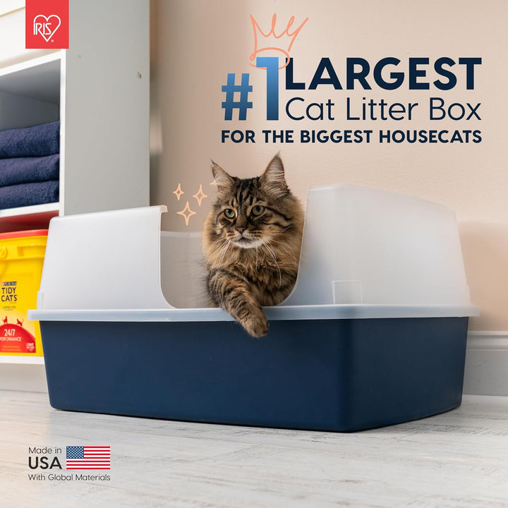 XX-Large Side Entry Cat Litter Box, Navy - IRIS USA