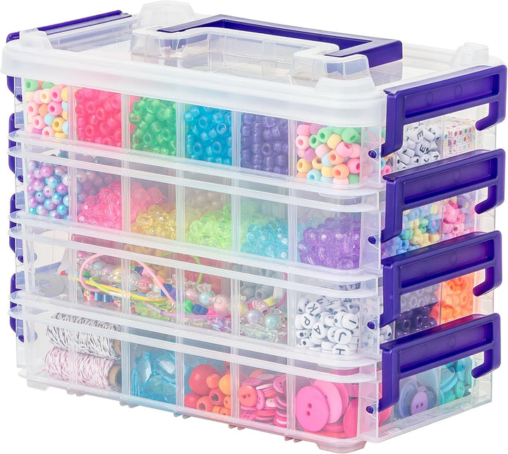 IRIS USA 2 Qt. Bead Organizer Storage Bins |Made in USA| - Clear/Violet