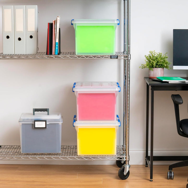 WeatherPro File Organizer Box Clear/Blue 32 Qt. 3 Pack