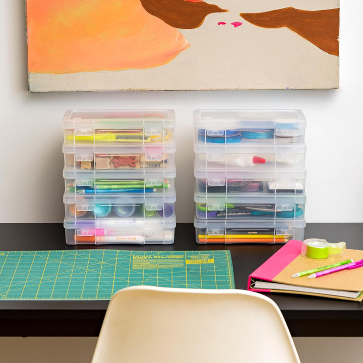 Pencil Case Plastic Pouch Box Storage Organizer for Beads, Pens, and Art Supplies, 6-Pack - IRIS USA