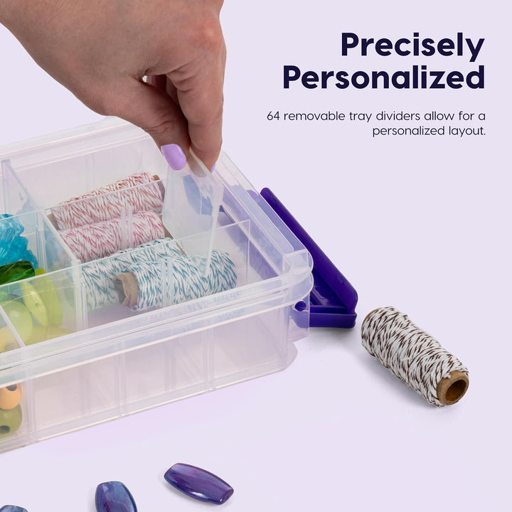 IRIS USA 2 Qt. Bead Organizer Storage Bins |Made in USA| - Clear/Violet