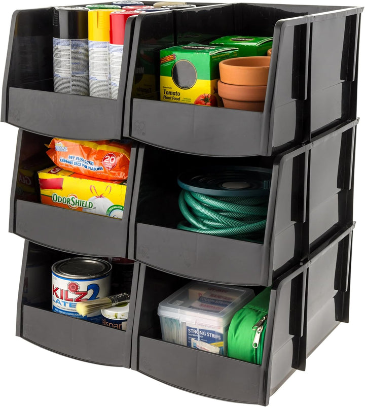 Stackable Storage Bins Open Front, 6 Pack