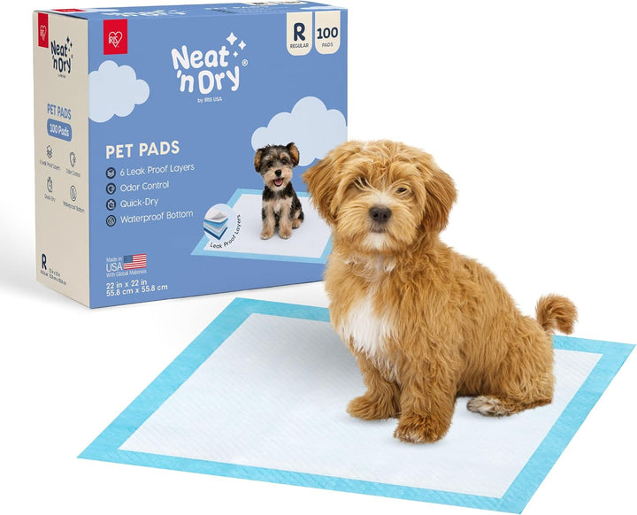 IRIS USA Neat-N-Dry Pee Pads for Dogs, 22"x 22", 100 Count