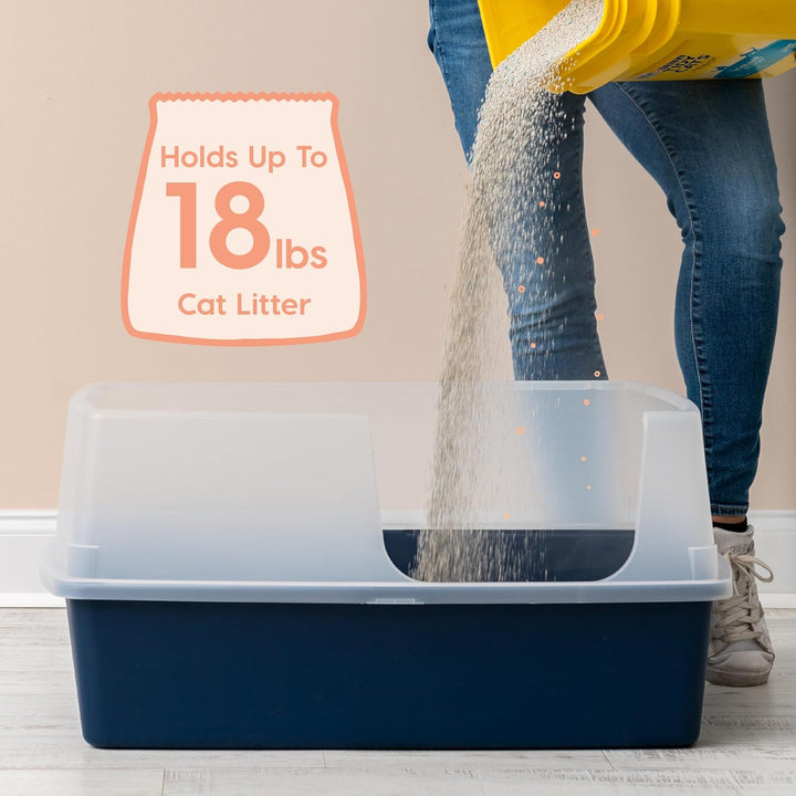 XX-Large Side Entry Cat Litter Box, Navy - IRIS USA