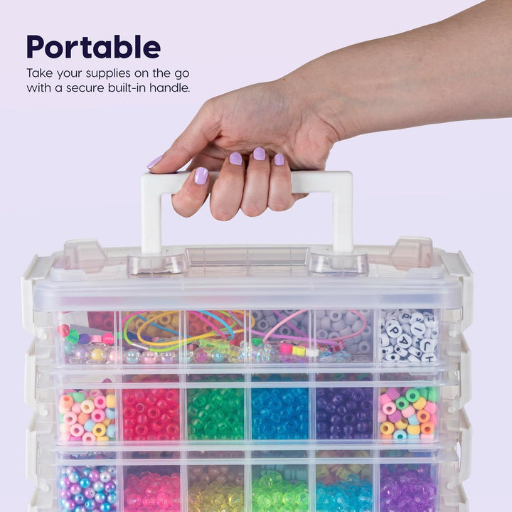 IRIS USA 2 Qt. Bead Organizer Storage Bins |Made in USA| - Clear/White