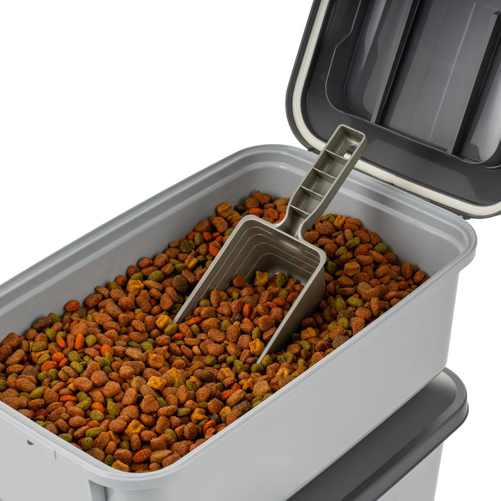 WeatherPro Airtight Pet Food Storage Containers Stackable, 2 Pack, Gray - IRIS USA