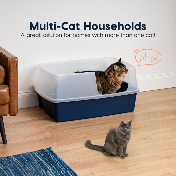 XX-Large Side Entry Cat Litter Box, Navy - IRIS USA