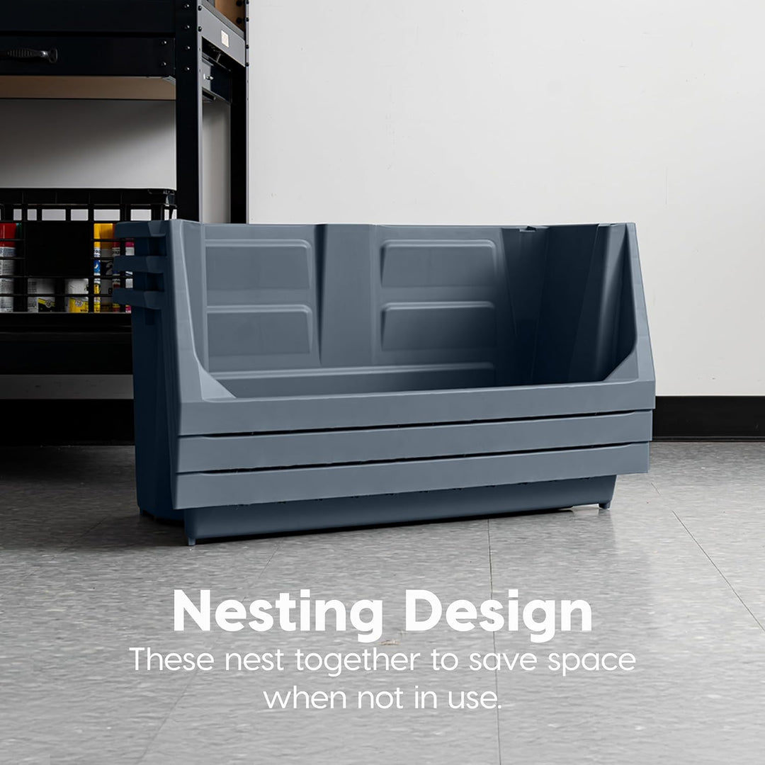 Open Front Stackable Storage Bins 3 pack - IRIS USA