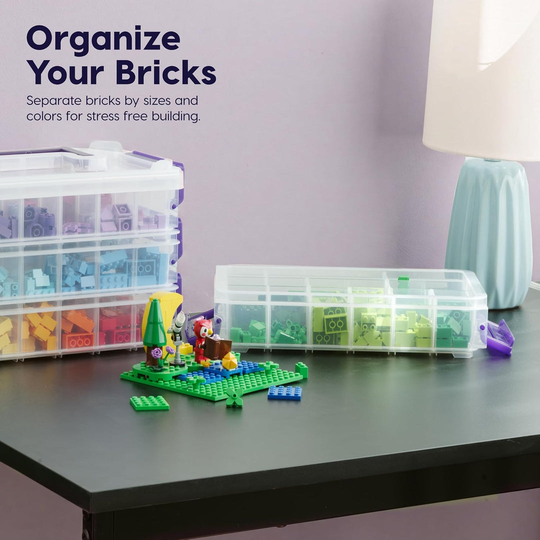 IRIS USA 2 Qt. Bead Organizer Storage Bins |Made in USA| - Clear/Violet
