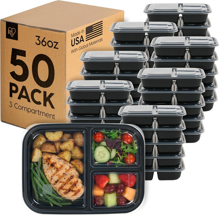 Meal Prep Containers, 36oz - 50 Pack (100-Piece) Reusable Food Storage Containers with Lids