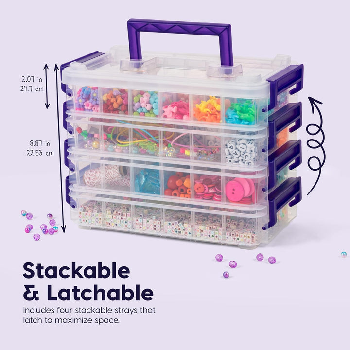 IRIS USA 2 Qt. Bead Organizer Storage Bins |Made in USA| - Clear/Violet