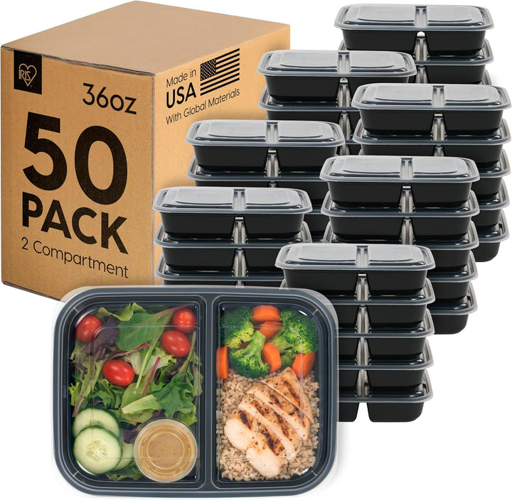 Meal Prep Containers, 36oz - 50 Pack (100-Piece) Reusable Food Storage Containers with Lids