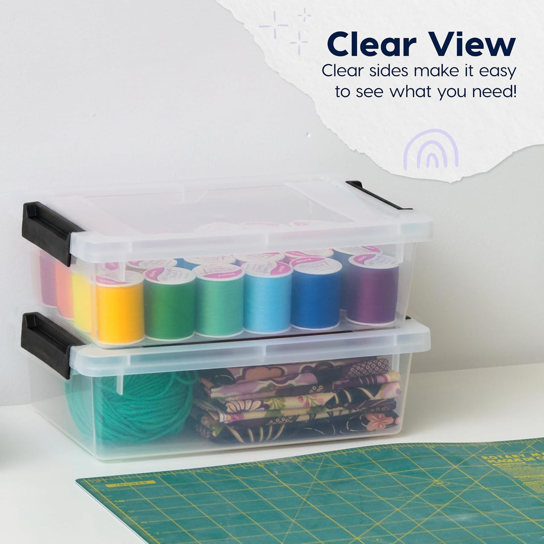 Storage Bins with Lids 2 Qt - (6-Pack) - Clear/Black