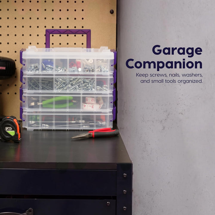 IRIS USA 2 Qt. Bead Organizer Storage Bins |Made in USA| - Clear/Violet