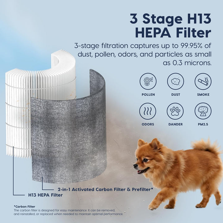 Air Purifier for Large Rooms, H13 True HEPA with Carbon Filter, 4 Speeds, Auto &amp; Sleep Mode, Air Quality Sensor, 1413 ft² Coverage, Energy Star &amp; CARB Certified