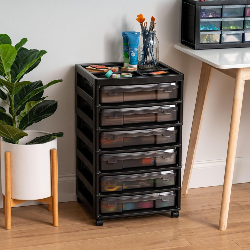 6-Tier Scrapbook Rolling Storage Cart with Organizer & Built in Handle - Gray - IRIS USA