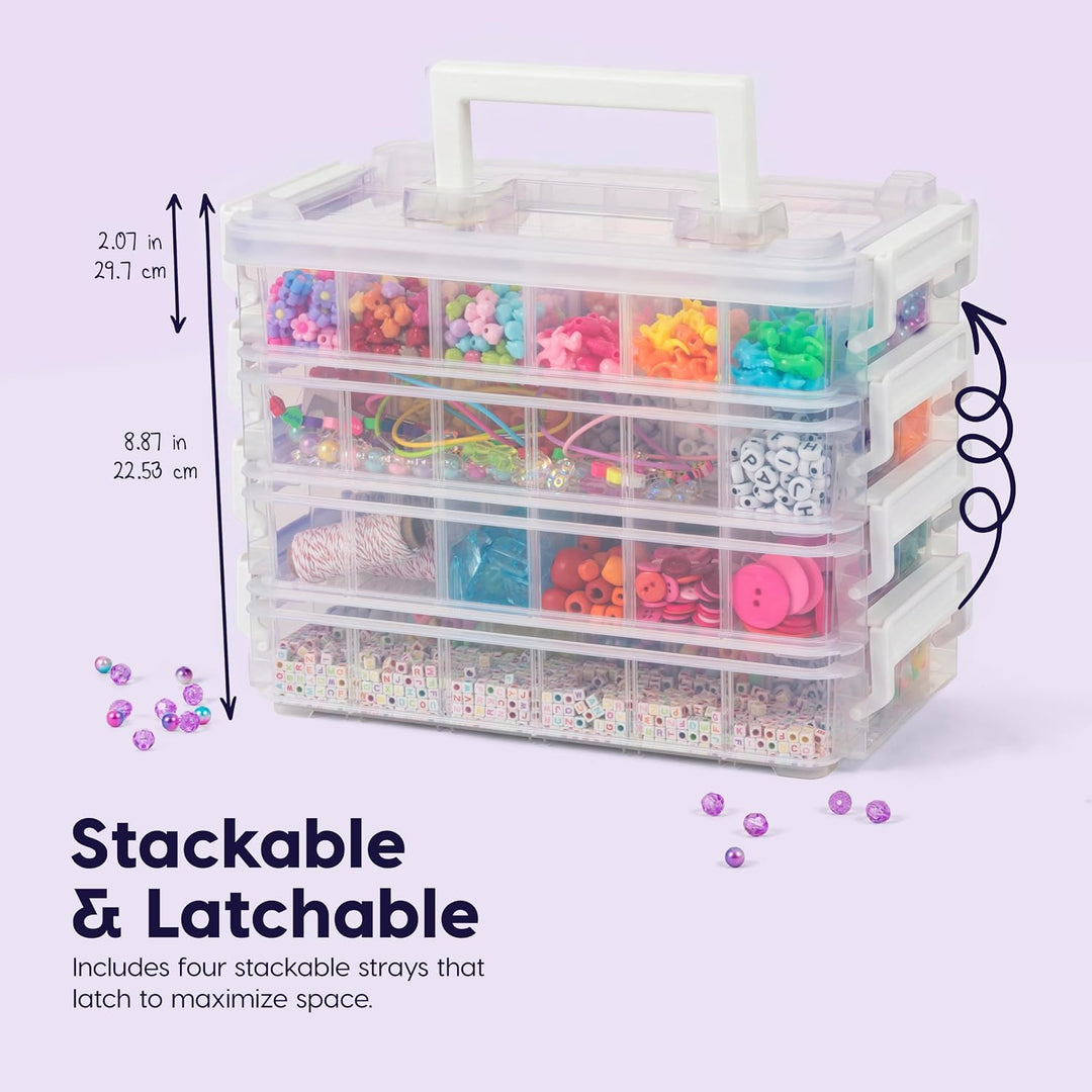 IRIS USA 2 Qt. Bead Organizer Storage Bins |Made in USA| - Clear/White