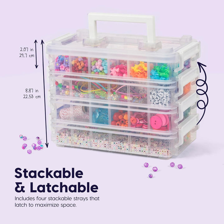 IRIS USA 2 Qt. Bead Organizer Storage Bins |Made in USA| - Clear/White