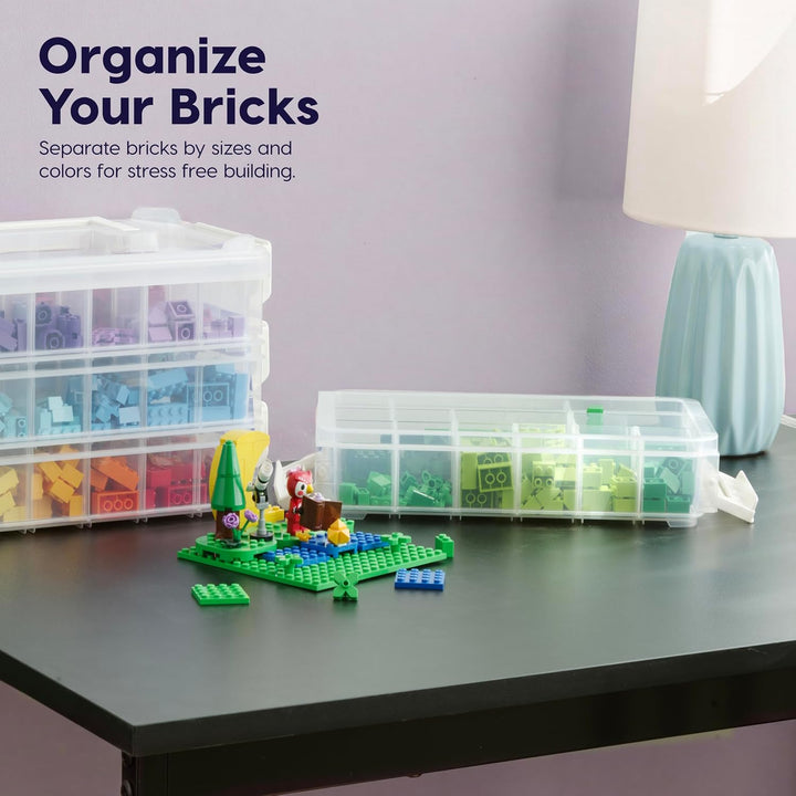 IRIS USA 2 Qt. Bead Organizer Storage Bins |Made in USA| - Clear/White