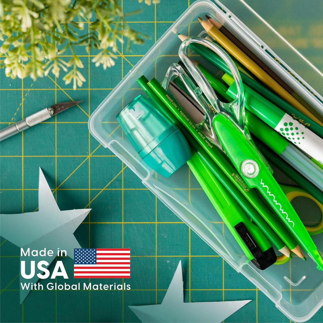 8 Pack Clear Plastic Storage Box,21.5x10 X 3.8cm Large Capacity Pencil Box With Snap-Tight Lid Stackable Transparent Container For Office Supplies