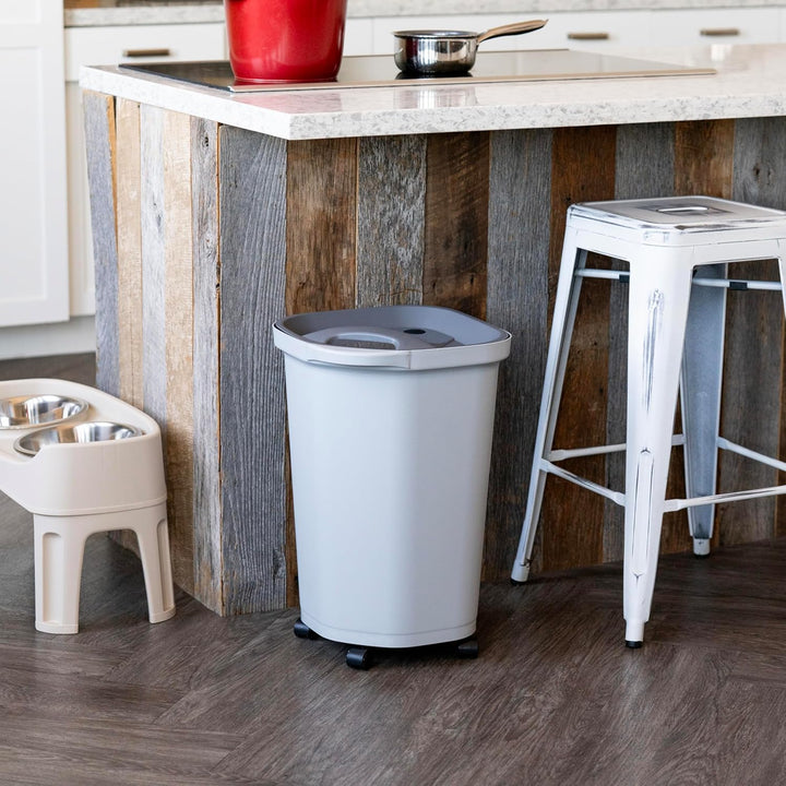 Pet Food Storage Container 25 lbs, Premium 60% Improved Airtight Seal with Air Valve, 2 Cup Scoop, Removable Wheels, Easy to Open - IRIS USA