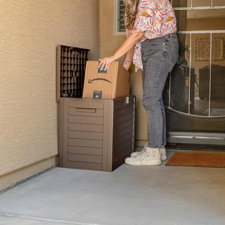 35-Gallon Outdoor Deck Storage Box, Lockable & UV-Protected - IRIS USA