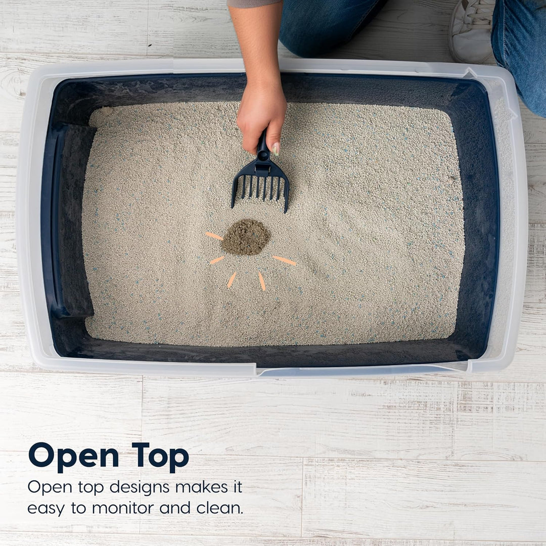 XX-Large Side Entry Cat Litter Box, Navy - IRIS USA