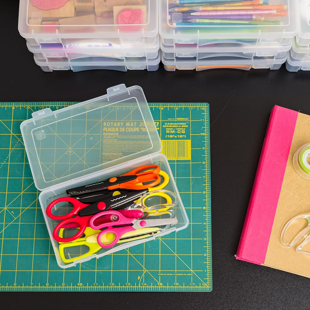 Pencil Case Plastic Pouch Box Storage Organizer for Beads, Pens, and Art Supplies, 6-Pack - IRIS USA