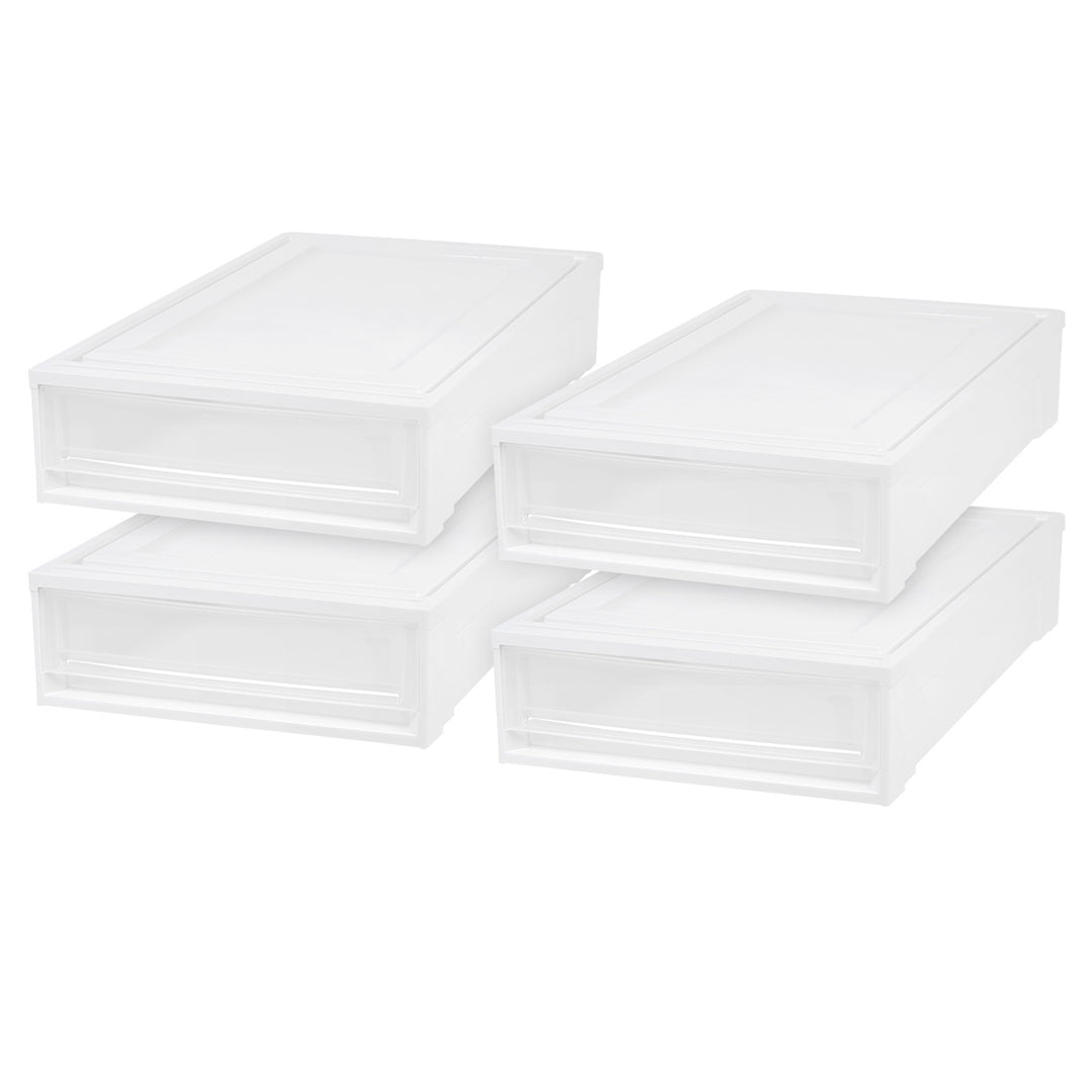 Under Bed Storage Stacking Drawer 4 Pack - 6.8 gal. (27 qt.) - IRIS USA