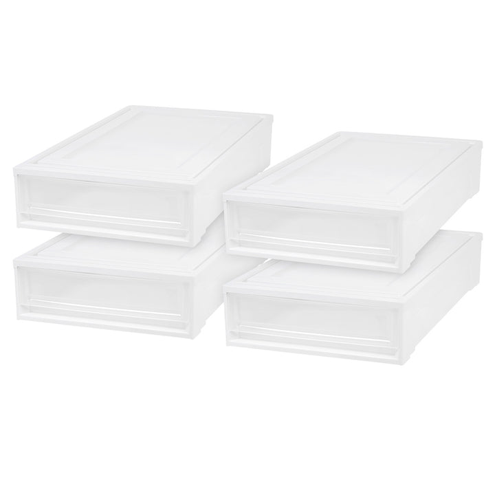 Under Bed Storage Stacking Drawer 4 Pack - 6.8 gal. (27 qt.) - IRIS USA