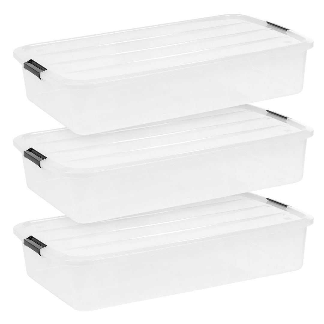 3pk 50qt Underbed Storage Totes - IRIS USA
