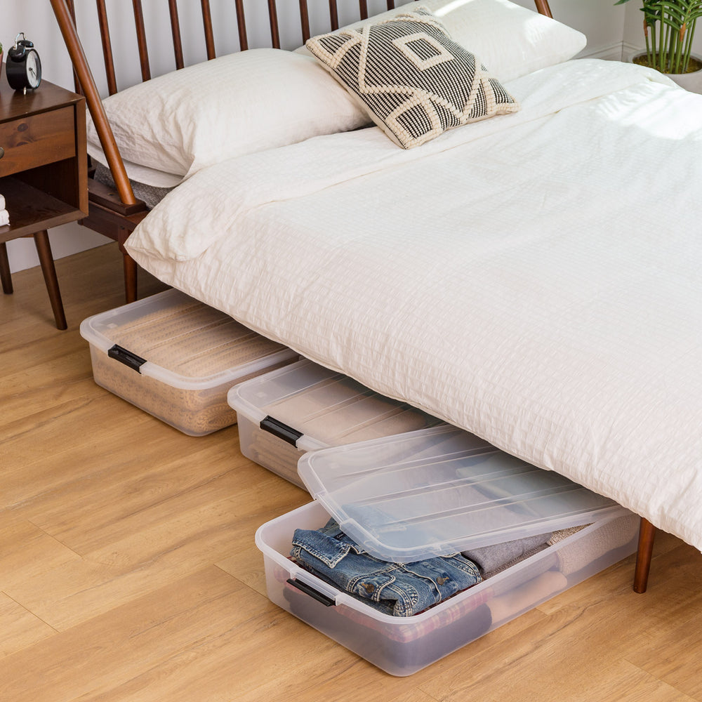 3pk 50qt Underbed Storage Totes - IRIS USA